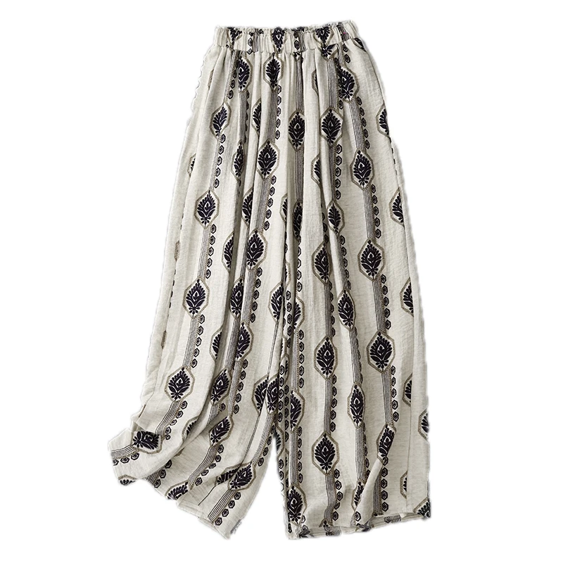 Pantaloni casual a gamba larga a vita alta n Sle Pantaloni Vaion Faion estivi da donna in misto cotone Vestibilità comoda