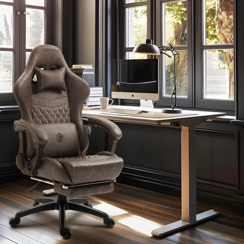 

Игровое кресло, большое и высокое, эргономичное игровое кресло для ПК с подставкой для ног и массажем, вместимость 400 фунтов — сверхмощное игровое кресло