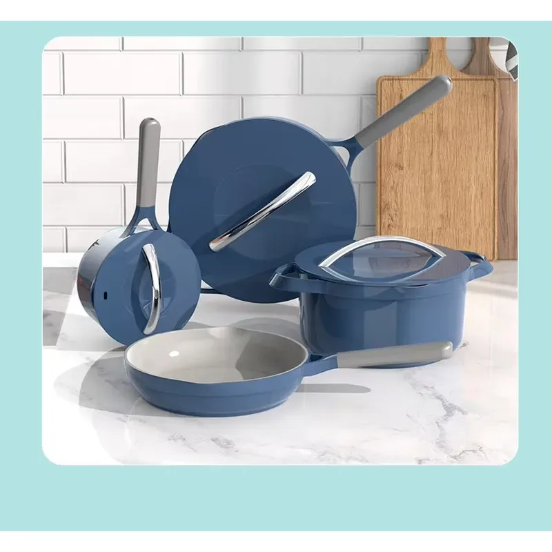 Non-Stick Cookware Set Aluminum Healthy Cooking Pots and Pans with Lid Easy to Clean Gift Idea for Home Hotel Restaurant