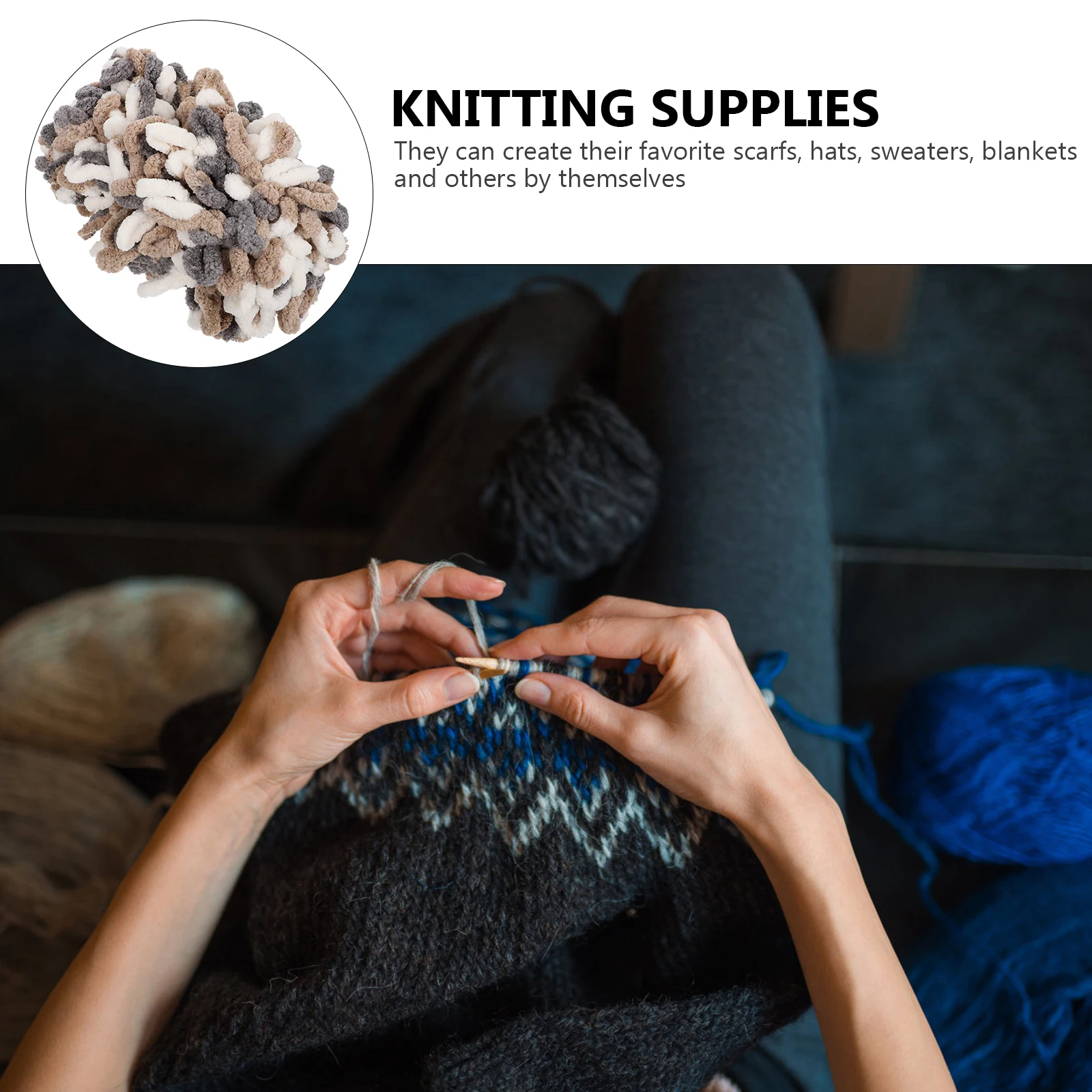 

Soft Skin-Friendly Woolen Yarn for Scarf Knitting DIY Crafts Thicken Wool Durable Projects Handmade Blanket Hook Knitting