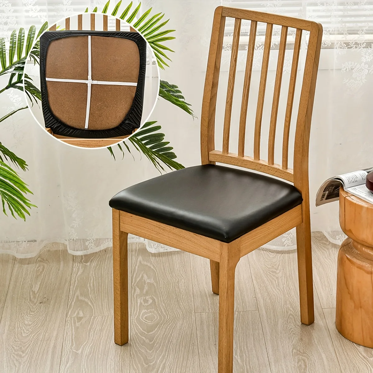 

1PC, PU leather waterproof dining chair cover, chair seat cover, hotel chair protection cover, home seat cushion cover