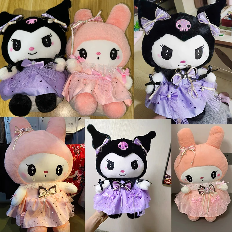 Miniso minha melodia plushies bonecas dos desenhos animados kuromi vestido de pelúcia princesa boneca travesseiro dormir brinquedos de pelúcia crianças presentes aniversário