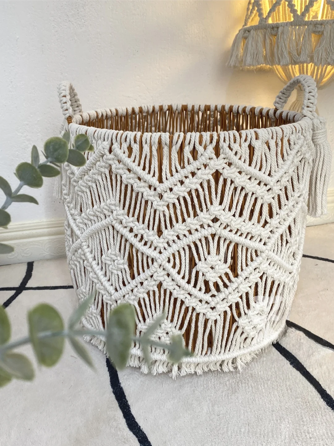 

Плетеная корзина для хранения из ротанга в отпускном стиле с декоративными кисточками и веревкой, материал для DIY, корзина для организации дома в скандинавском стиле