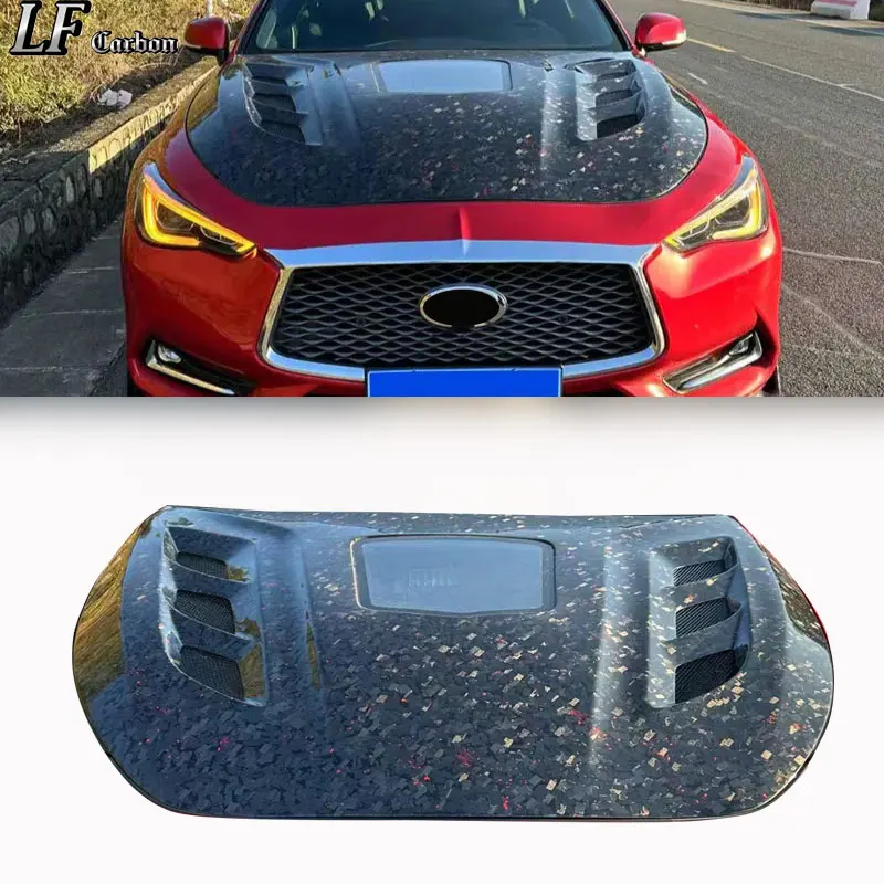 Forged Carbon Fiber Bonnet Hood for 2015 - 2024 Infiniti Q60 Carbon  Carbon Fiber Vented Hood