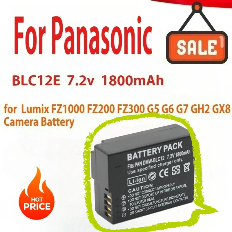 

2PCS NEW DMW-BLC12 BLC12E 1800mAh Rechargeable Batteries For Panasonic Lumix FZ1000 FZ200 FZ300 G5 G6 G7 GH2 GX8 Camera Battery