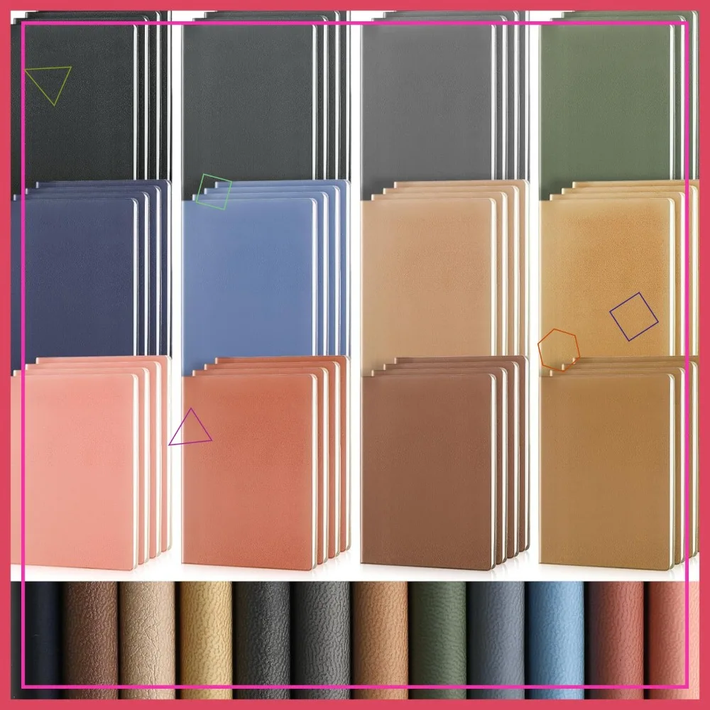

48 Pack A6 PU Leather Journals Bulk Lined Notebooks for Writing, 128 Pages, 5.7 x 3.7 inch, Assorted Dark Colors