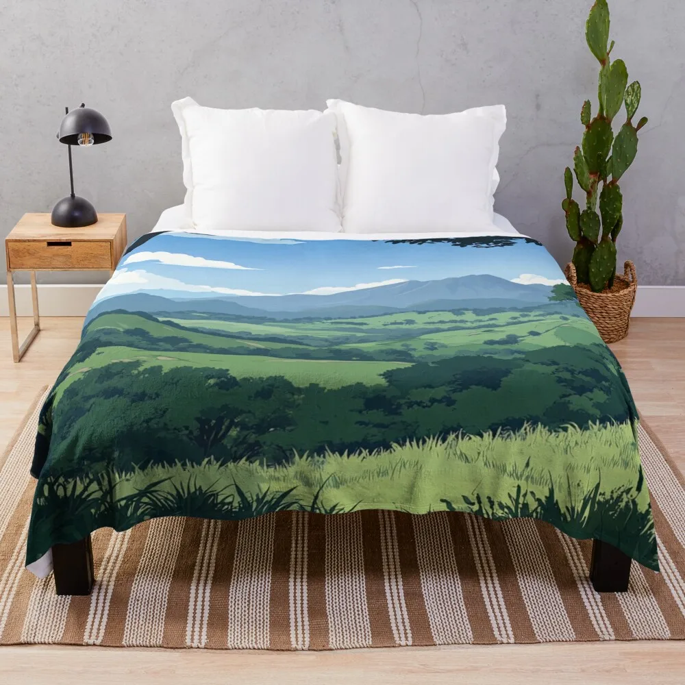 Congo landscape Anime style Throw Blanket Travel Decorative Sofa Blankets