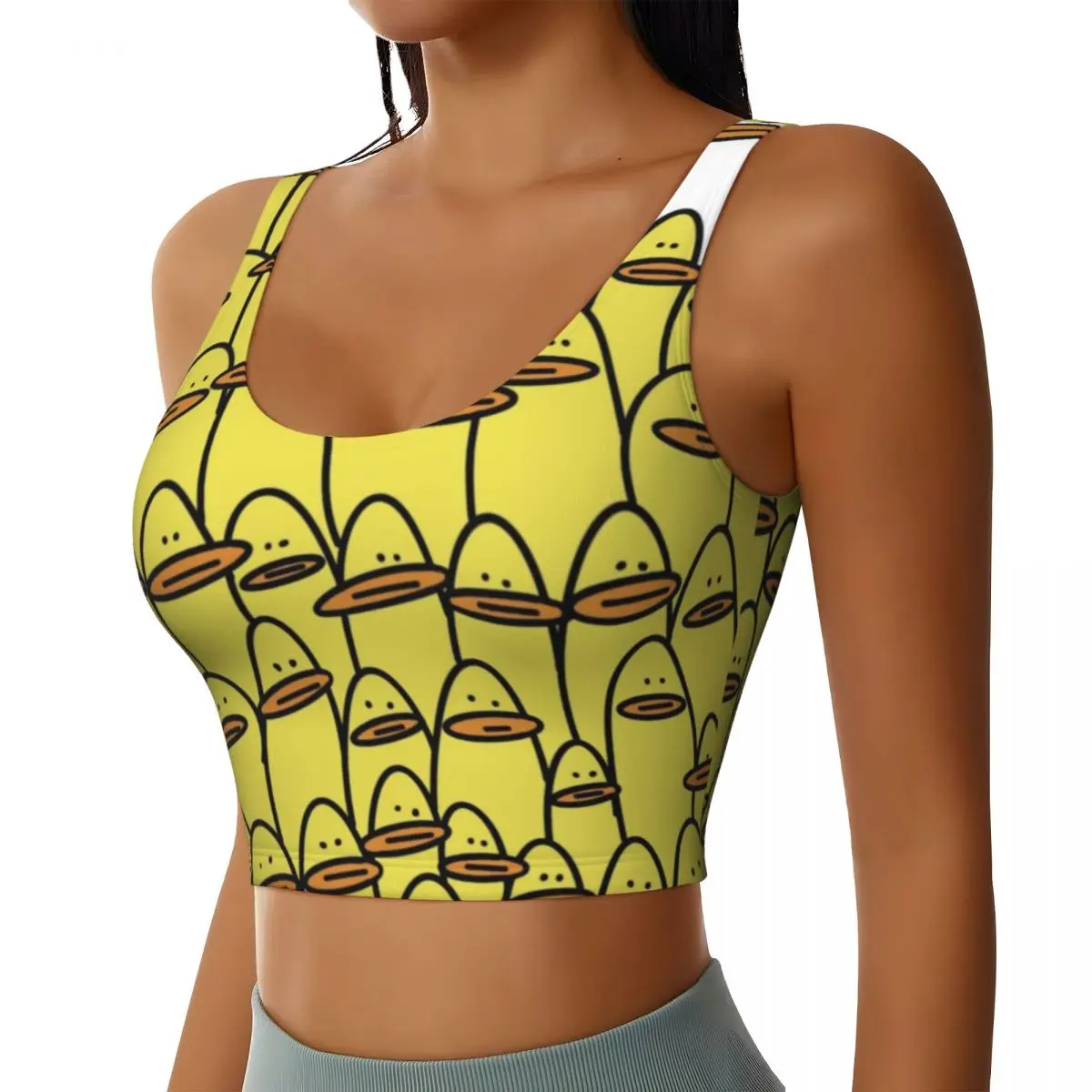 Custom Women's Yellow Classic Rubber Duck Gothic Sports Bra High Impact Gym Workout Running Crop Tank Tops