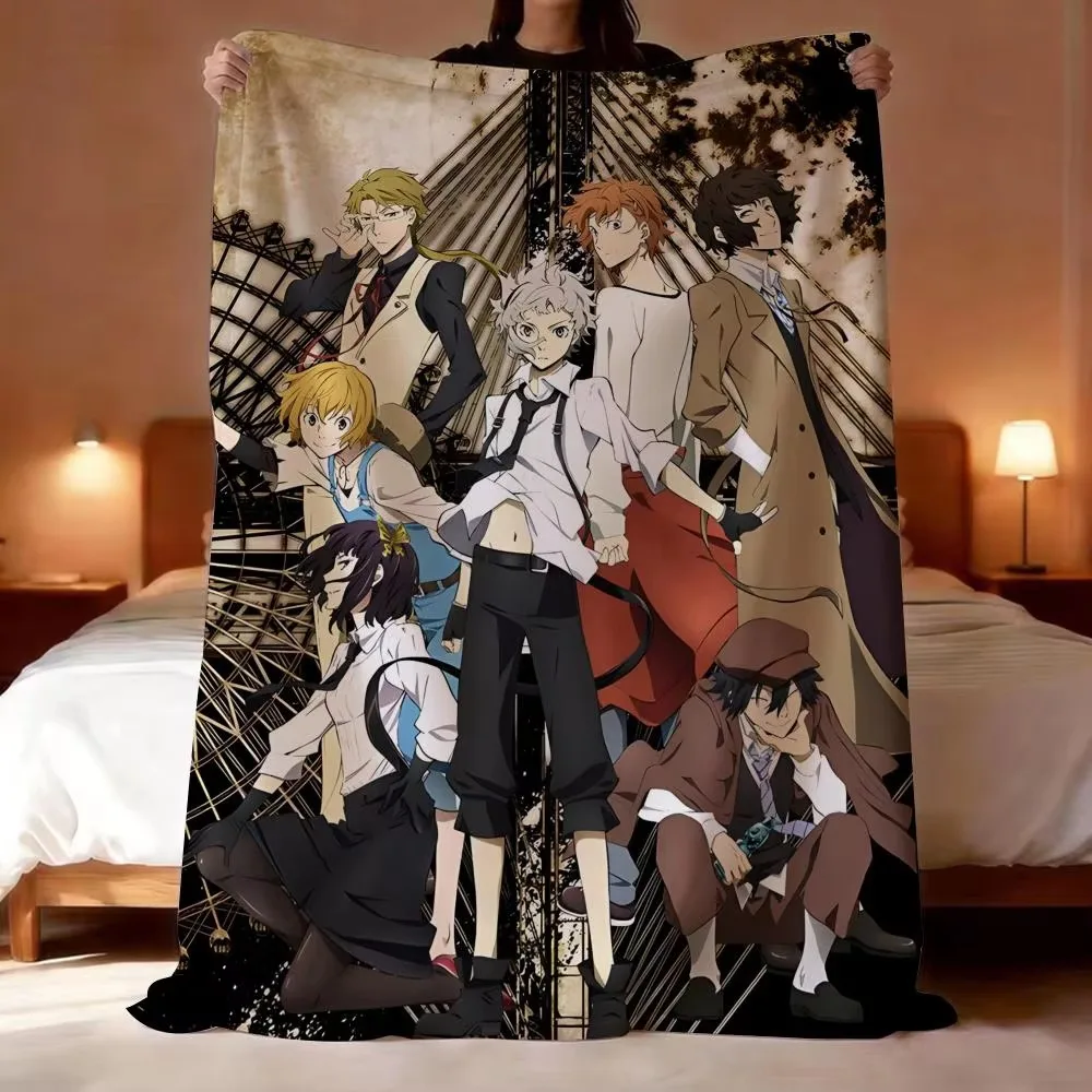 Classic Comics Bungo Stray Dogs Flannel Throw Blanket Lightweight Soft Skin Friendly For Summer Cooling Sofa Bed Travel