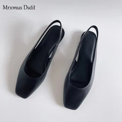 Mrxmus Dutit 2023 New Spring Summer Women Fashion Genuine Leather Flat Sandals Shoes Simple Elegant Casual Roman Shoes Female