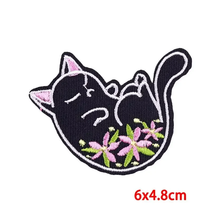 Patch brodé thermocollant pour vêtements, autocollants de poche pour chat, tissu, couture, thermoadhésif, thermocollant, thermocollant