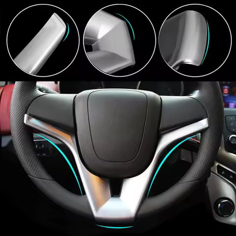 Car Steering Wheel Chrome Trim Accessories Fit for Chevrolet Cruze Trax Tracker Sonic Car Steering Wheel Cover Insert Sticker