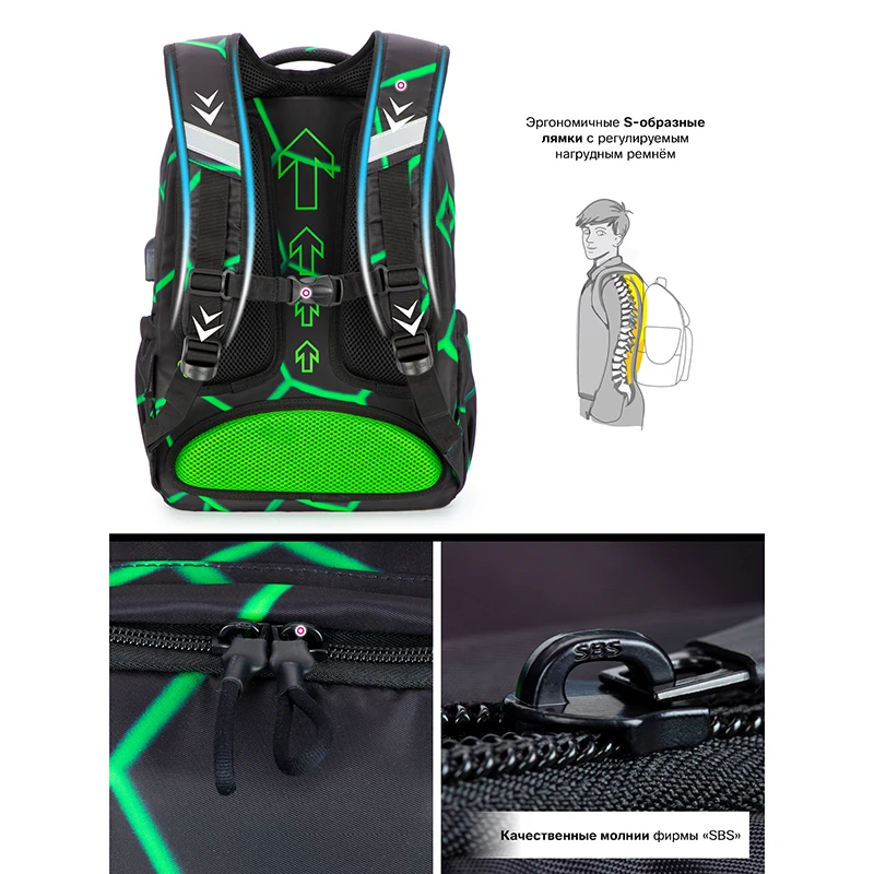 Orthopedic School Bags For Boys 3D Football Backpacks Children USB Charging Multifunctional Bagpack Teenagers Bookbag Mochilas