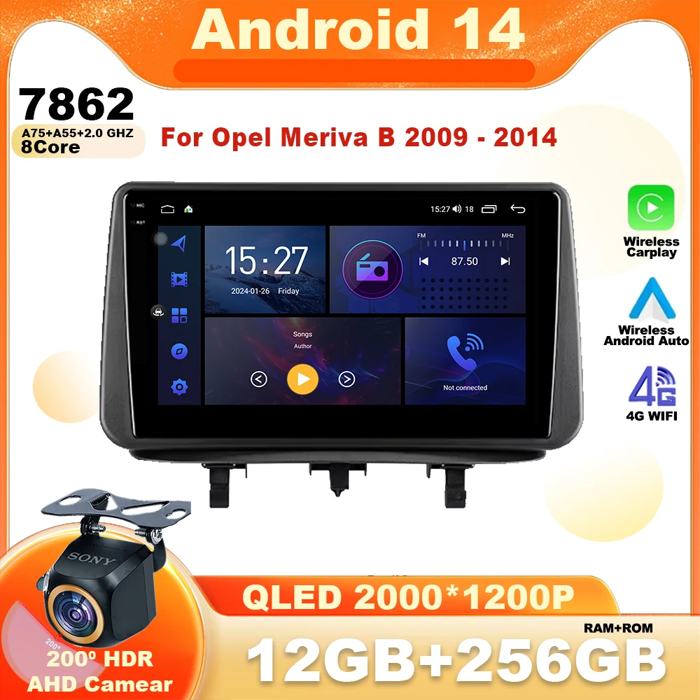 

Car Radio Carplay Android 14 For Opel Meriva B 2009 - 2014 Multimedia Video Player touch screen Auto stereo Navigation GPS