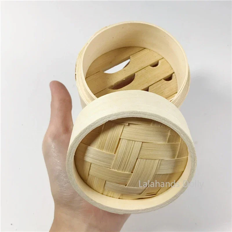 Dollhouse Mini Natural Bamboo Kitchen Steamer for Dollhouse Kitchen Furniture Decoration Accessories