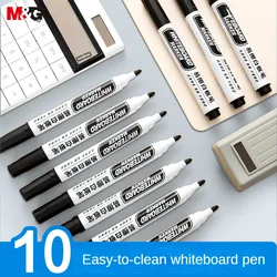 M&G 10pcs Erasable Whiteboard Markers Large Capacity Teaching Conference Markers Abrasion Resistant Tip Black for Office