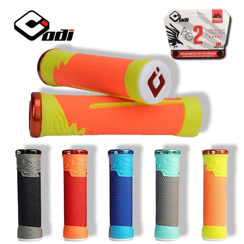 Manillares de Bicicleta de Montaña ODI AG2 de Silicona con Anillo de Bloqueo de Aluminio CNC, Puños de Manillar Bicolor Cómodos y Antideslizantes, Piezas de Bicicleta
