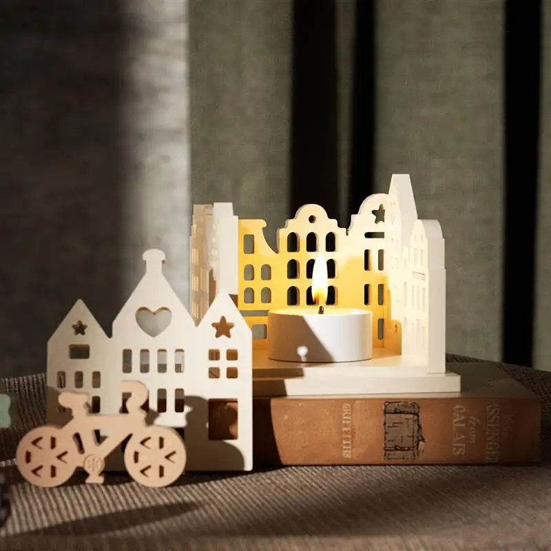 Hohl Haus Kerzenhalter Kit Silikon Form DIY Hohl Kombination Haus Handwerk Machen Kerzenhalter Gips
