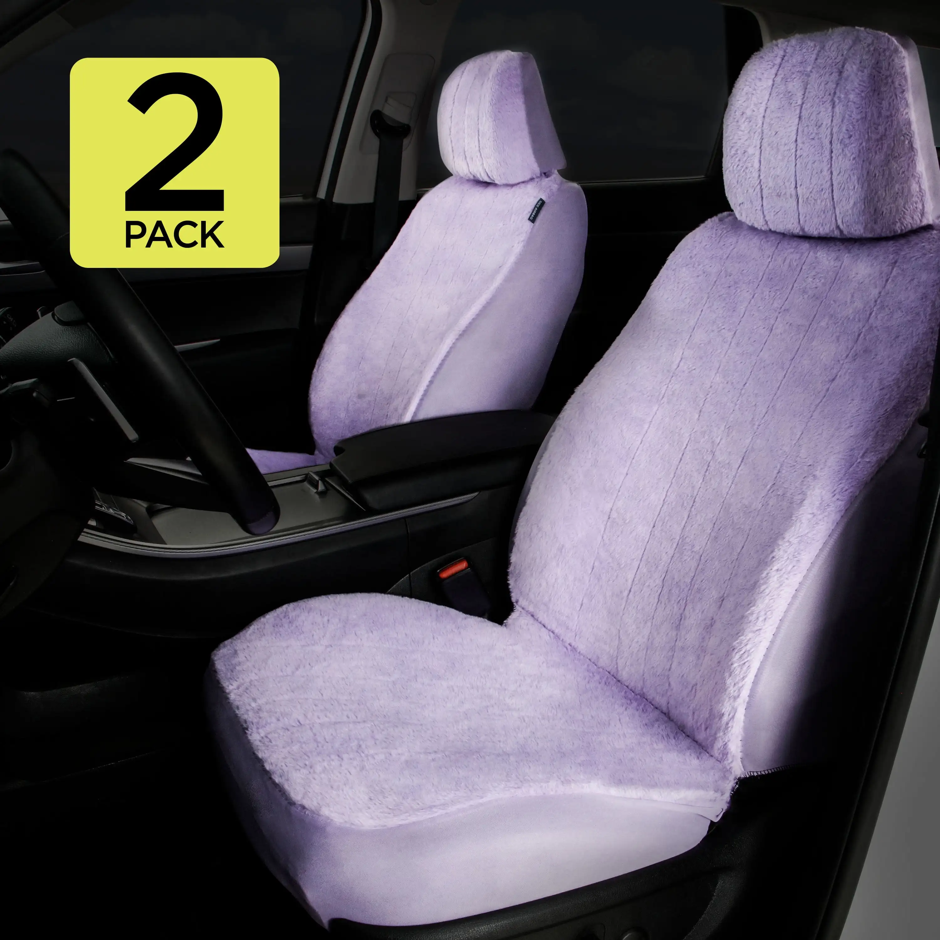 قطعتان من غطاء مقعد أرجواني من الفرو الصناعي، مناسب عالميًا