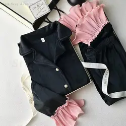 Princess Style 2PCS Pajamas Set Autumn Winter New Female Pijamas Loungewear Chinese Style Sleepwear Trouser Suits Sexy Home Wear