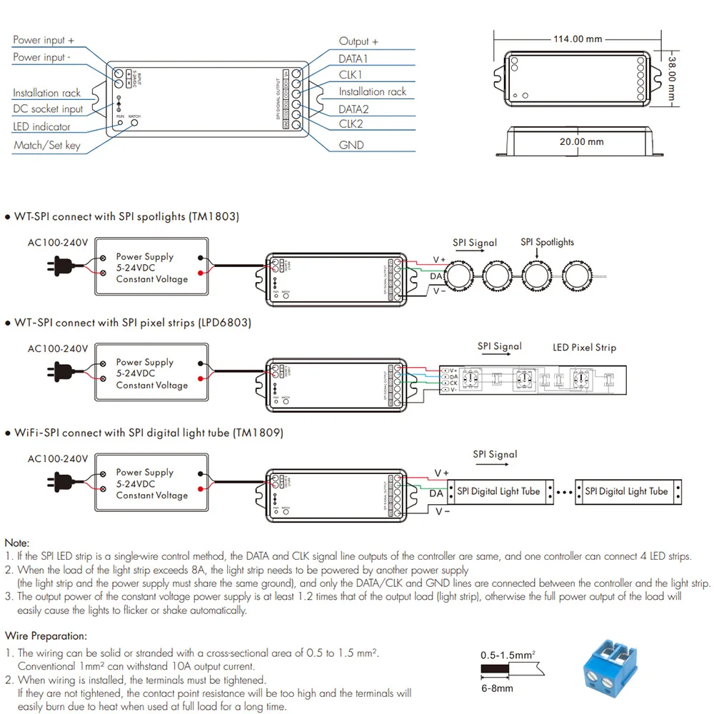 WiFi i RF SPI LED Controller RGB/RGBW DC5-24V WS2811 WS2812B SK6812 LED Light RF27Keys Remote Control Tuya App for Alexa Google