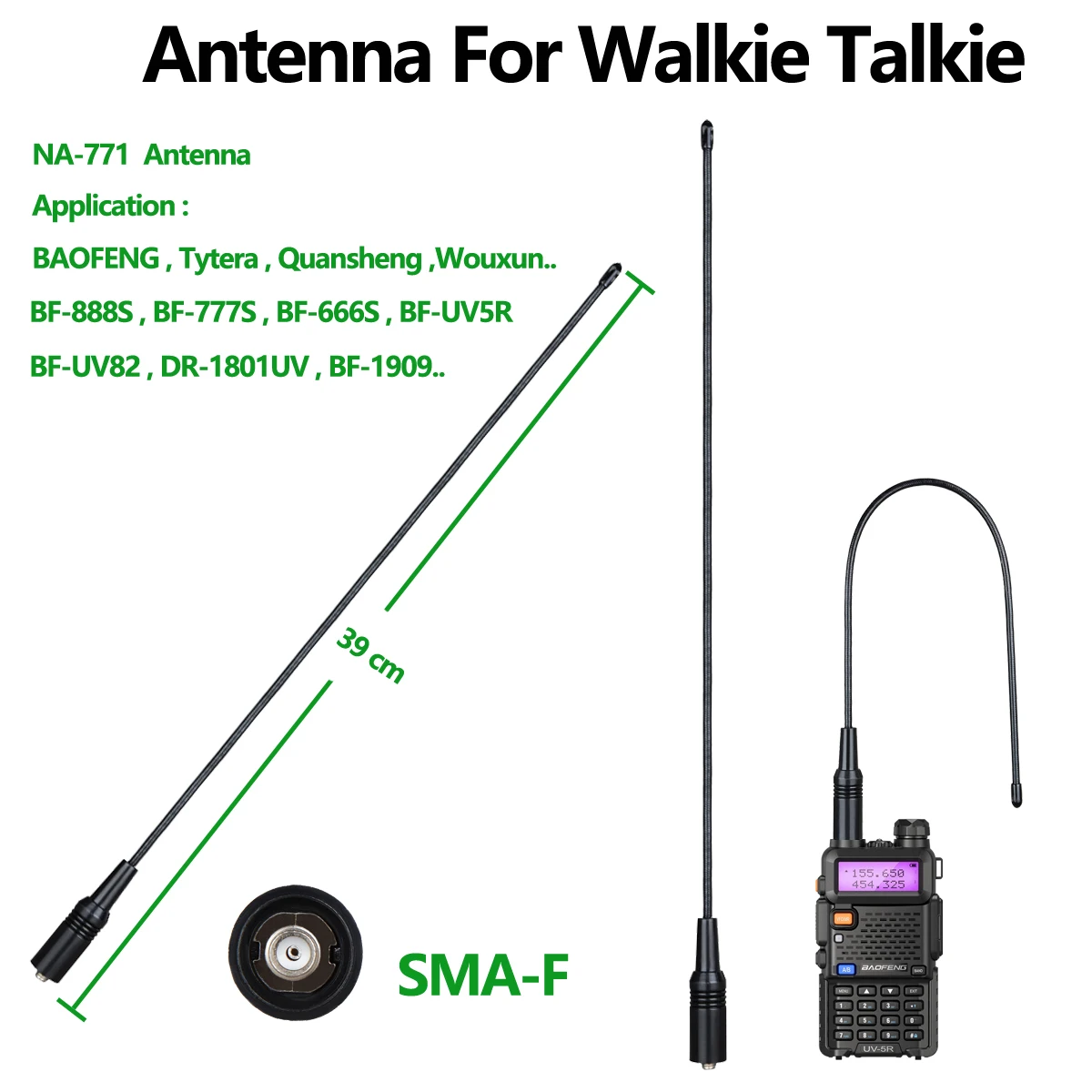 Quansheng UV-K5 Walkie Talkie Antenna NA-771 SMA-F UHF VHF 136~174 Mhz 400~470Mhz Two Way Raido Talki Walki  For BAOFENG UV-5R