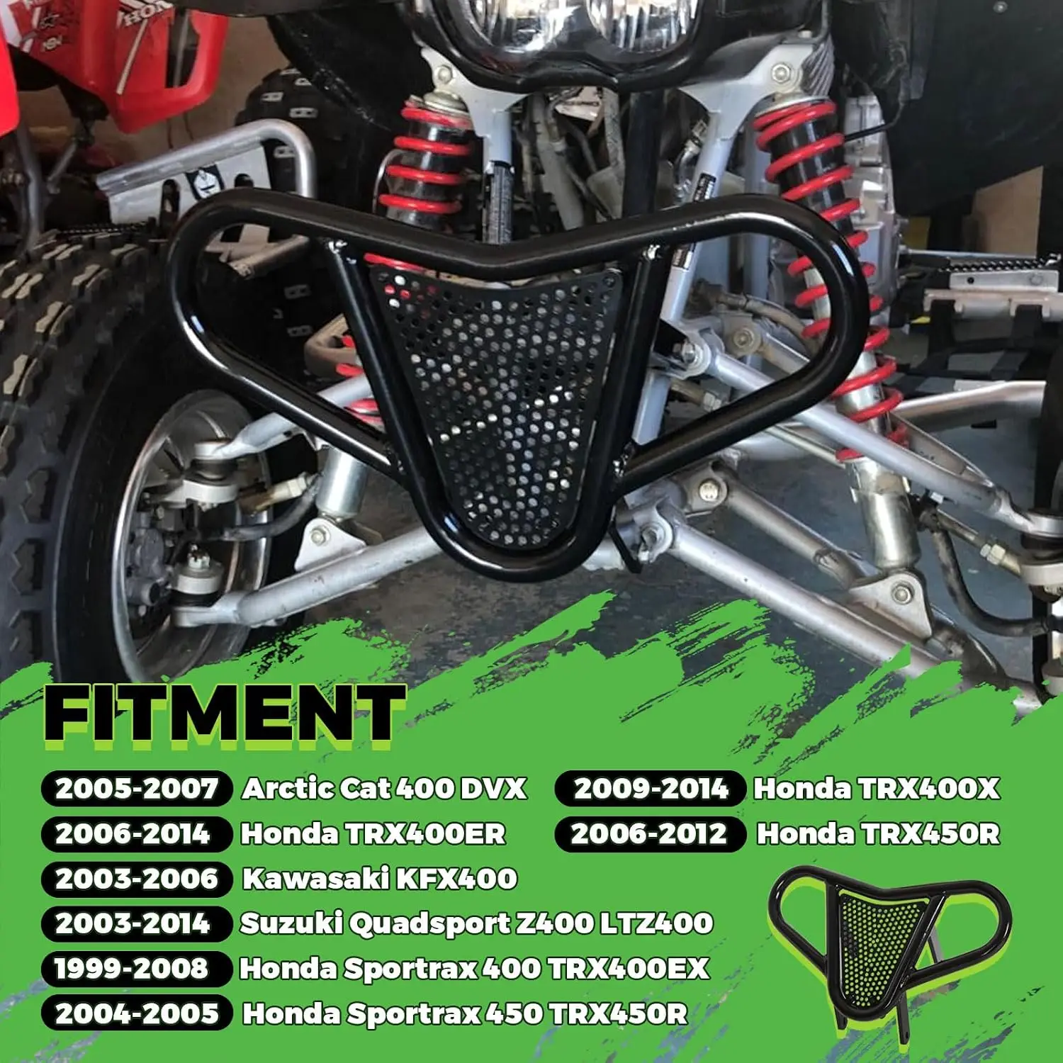 ATV Front Bumper Replacement Compatible with 1999-2014 400 and 450 Models