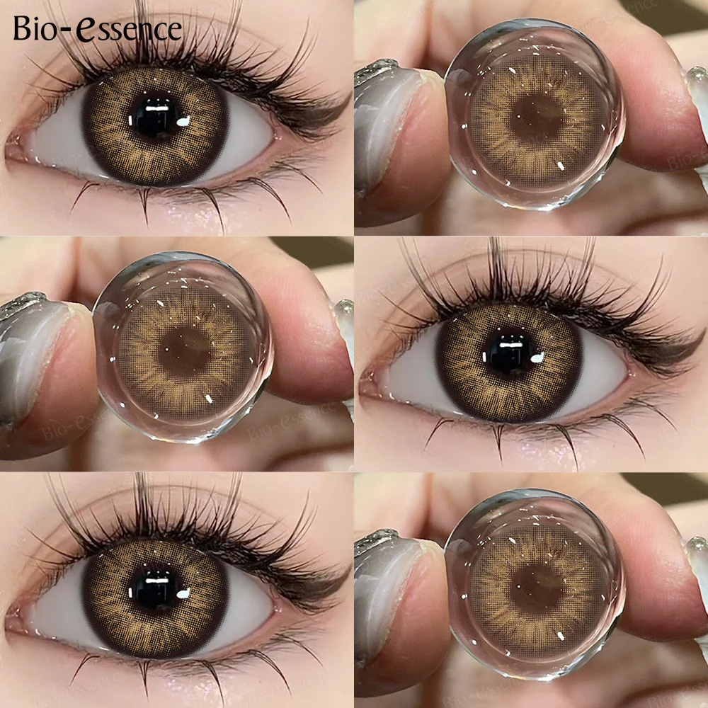 Bio-essence 2 Stück Farbige Kontaktlinsen Hochwertige Graue Linsen Natürlicher Look Braune Kontaktlinsen Blaue Farbige Pupillen Kosmetische Schönheit – Detail 15