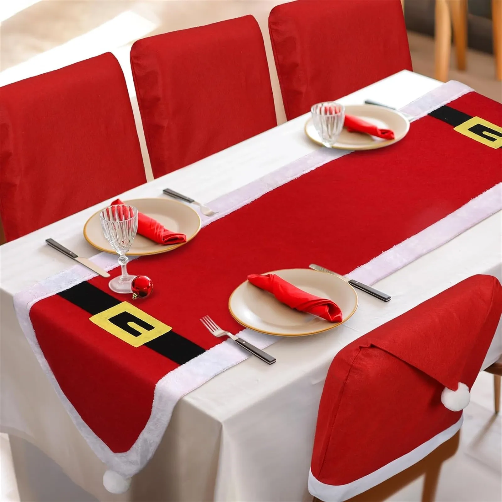 

Рождественский стол с флагом и чехлом на стул, один стол с флагом и шестью чехлами на стулья, один комплект, реквизит и подарки для атмосферы вечеринки