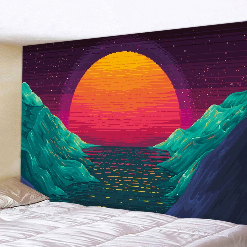 Sunrise digital element wall hanging psychedelic scene home decoration tapestry hippie bohemian wall decoration bed sheet