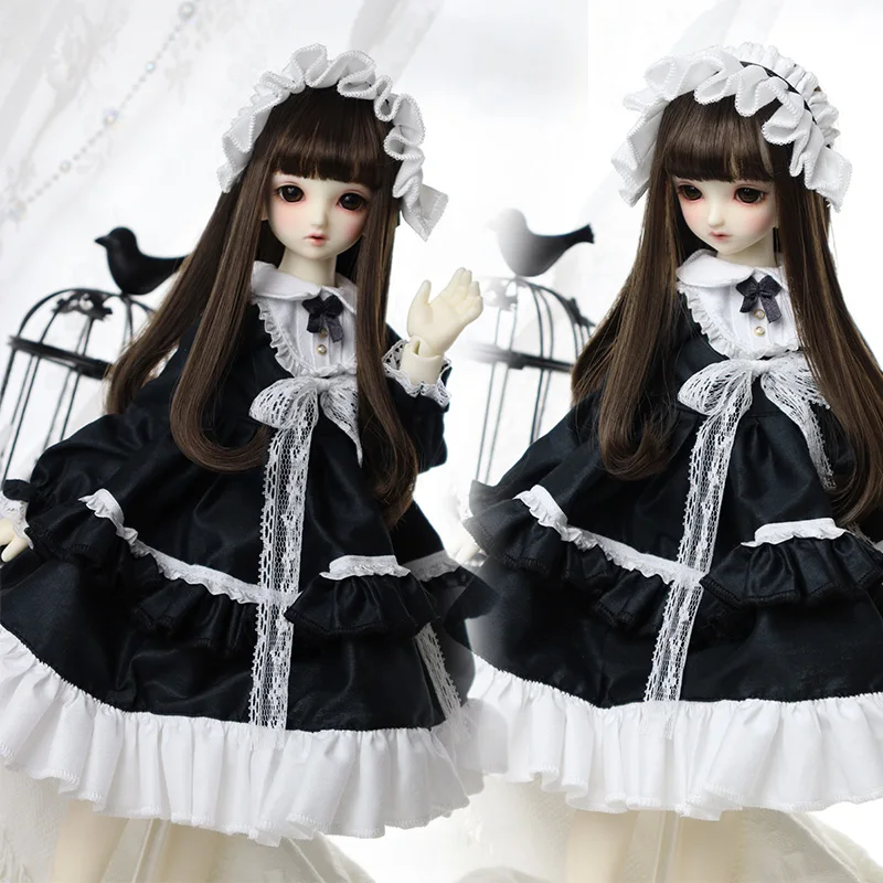 bjd doll clothes set for 1/3 1/4 1/6 blyth size bjd cute black dress for girl doll accessories (two points)