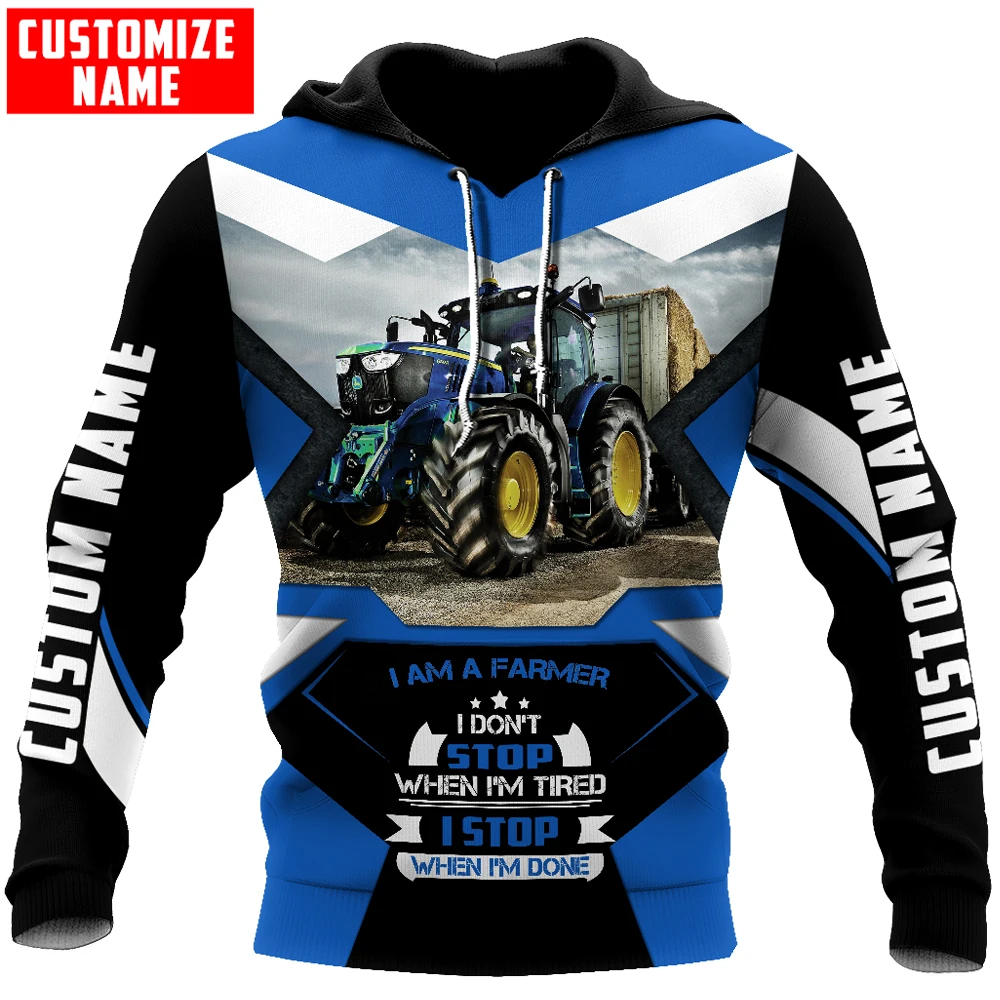 

Tractor Blue Personalized Name 3D All Over Printed Mens Hoodies & Sweatshirt Unisex Casual zipper hoodies sudadera hombre MT-21