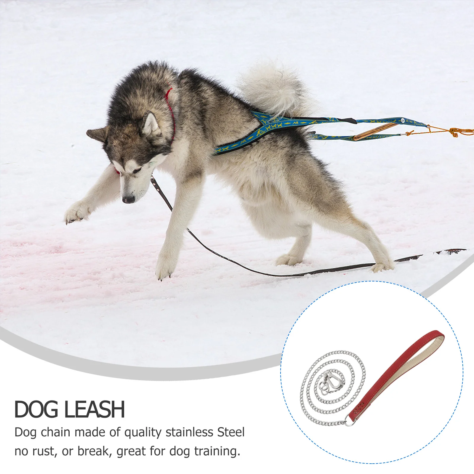 

Stainless Steel Anti-Bite Dog Chain Heavy Duty Metal Leash Padded Handle For Pet Training Walking Dog Supplies