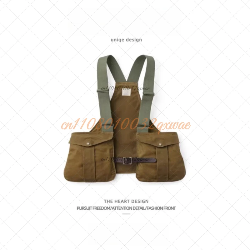 American-style Retro Overalls Camping Pocket Vest Men's Loose Retro Functional Wear Shoulder Vest Jacket