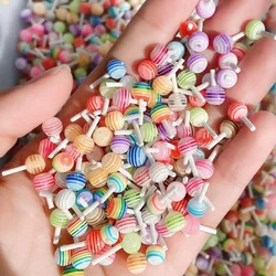 4mm,6mm Lollipop Nail Art Charms Kawaii Resin Acrylic Accessories Jewelry Colorful Mini Sweet Candy Manicure Rhinestone 50/20pc