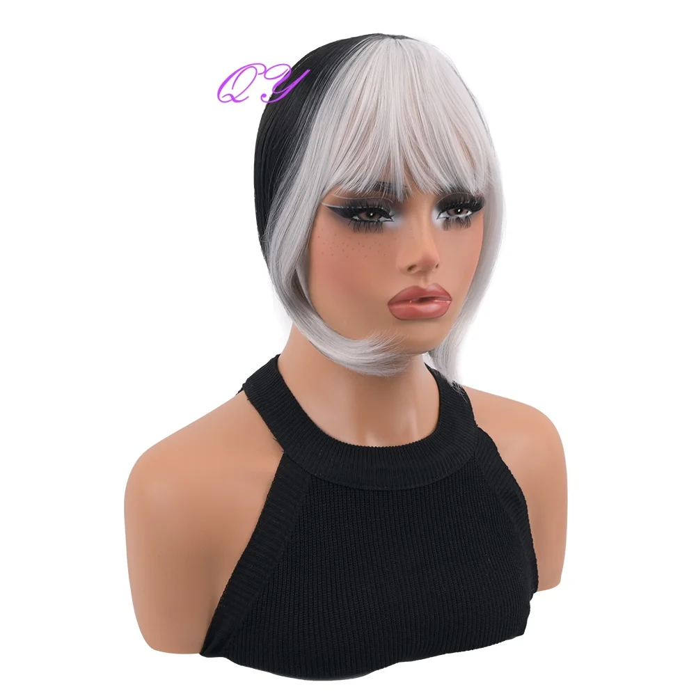 High Quality Bangs Wig 's Synthetic Gray And White Bangs Used For Daily Or Cosplay Party Hairstyles