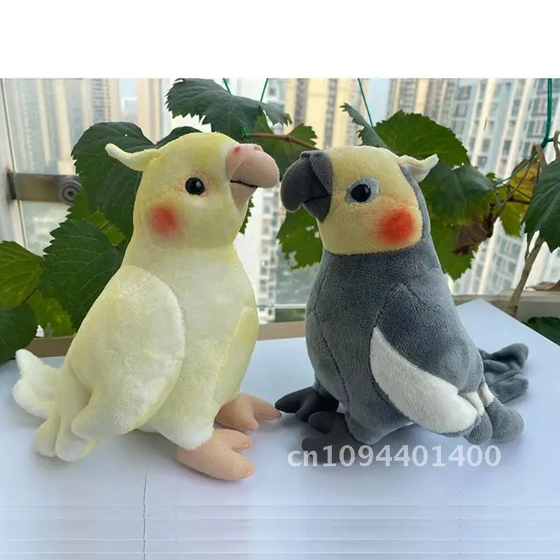 Simulation Soft Mini Size Lifelike Grey Cockatiel Plush Toys Real Life Soft Yellow Parrot Birds Stuffed Animals Toy Dolls Gifts