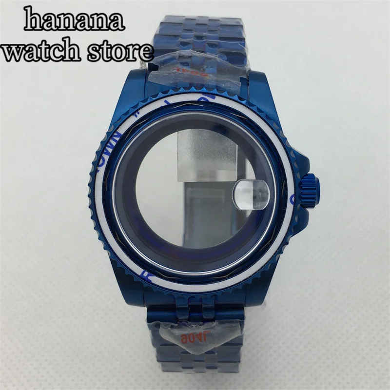 BLIGER Case 40mm 120 Click Bezel Blue coated case fits NH35 NH36 NH34 ETA2824 PT5000 Miyota9015 sport stainless steel bracelet