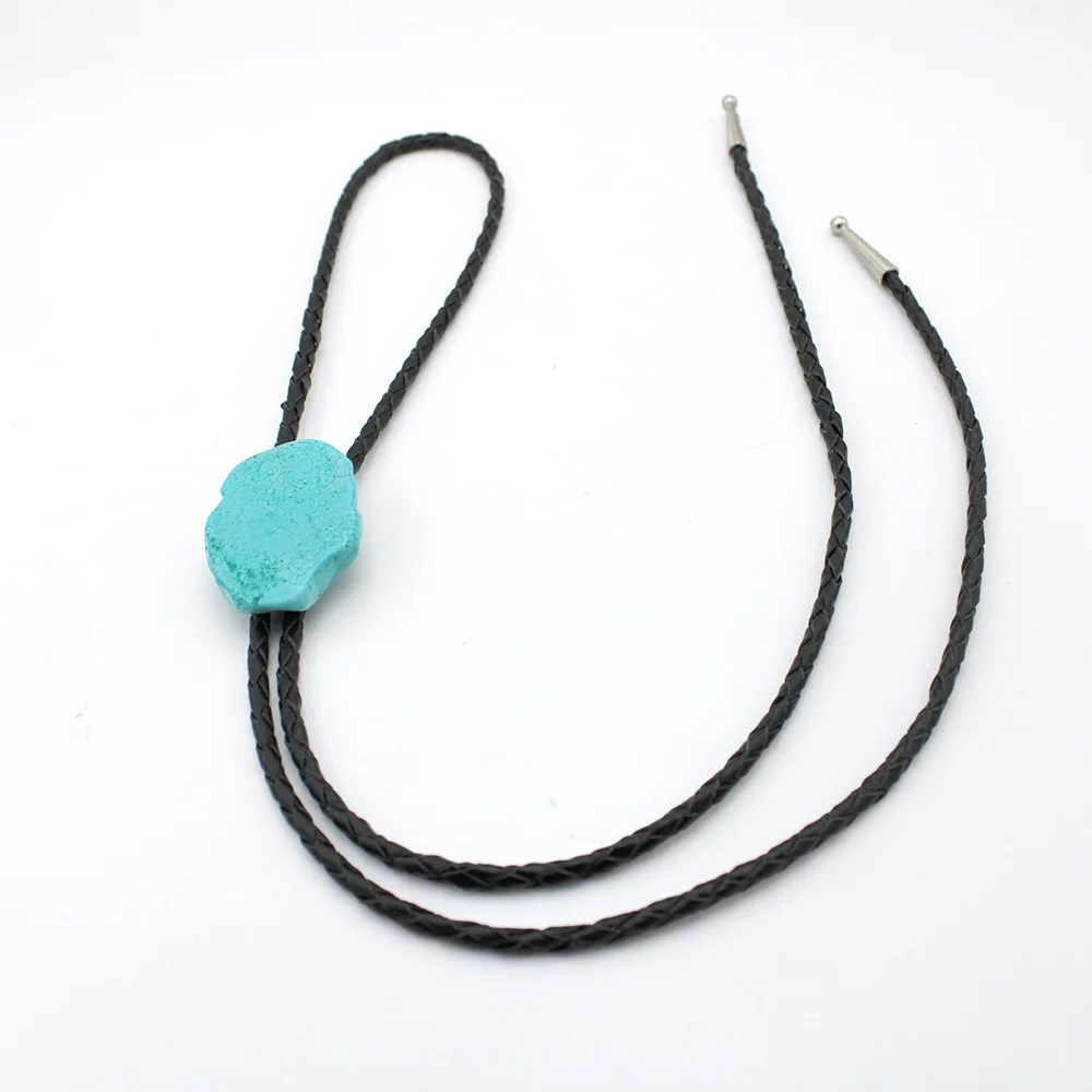 

Irregular turquoise rough stone pendant DIY Poirot tie American Western cowboy bolo tie collar