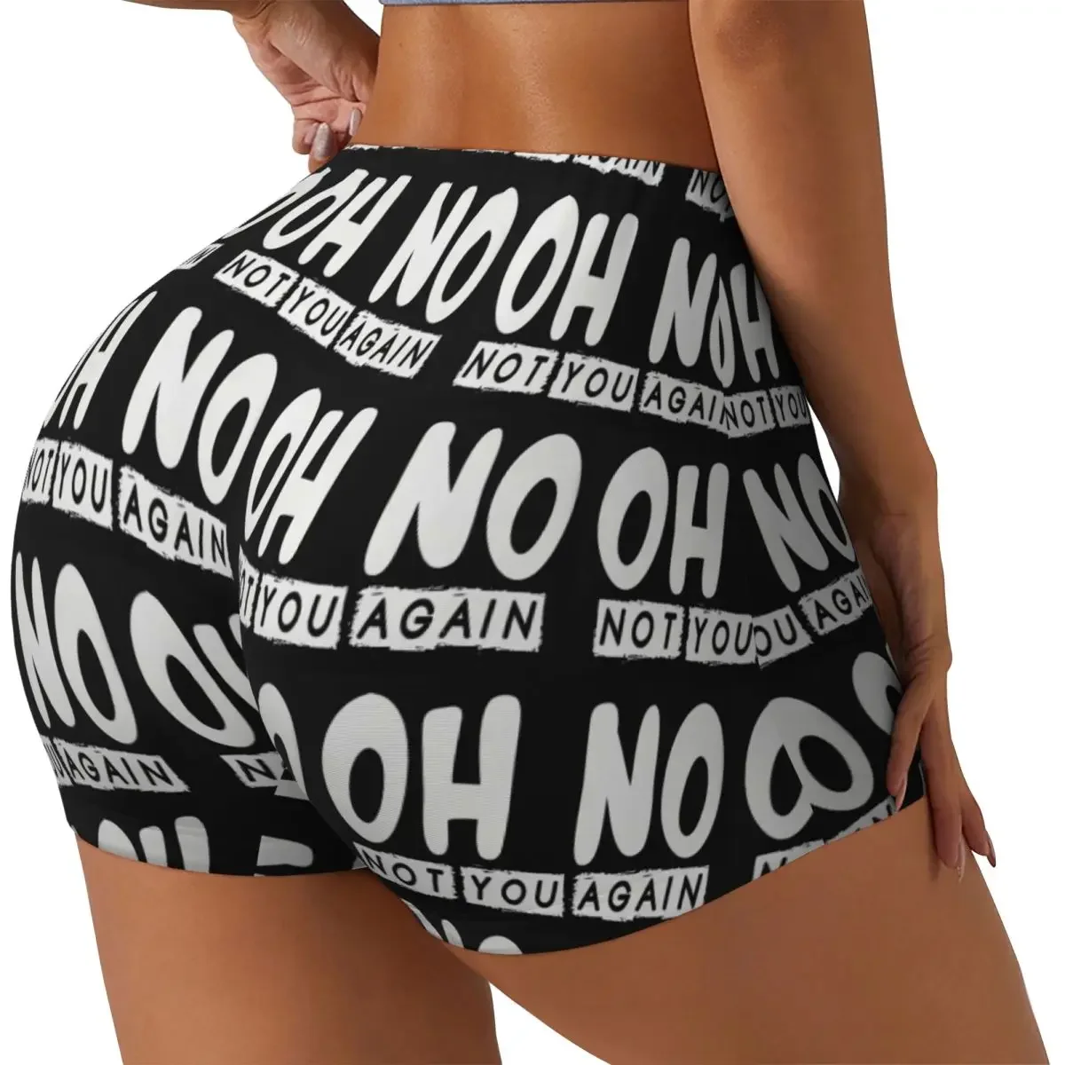 Custom Oh No Not You Again Women Gym Workout Running Shorts Athletic Volleyball Biker Yoga Shorts