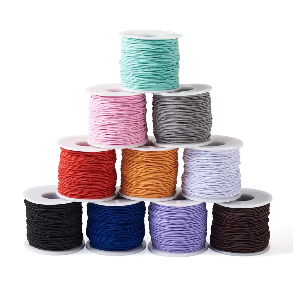 10 Roll Polyester Elastic Cords 1mm Round Random Mix Color Beading Thread Braided Bracelet Sewing Rope DIY Jewelry Craft Making