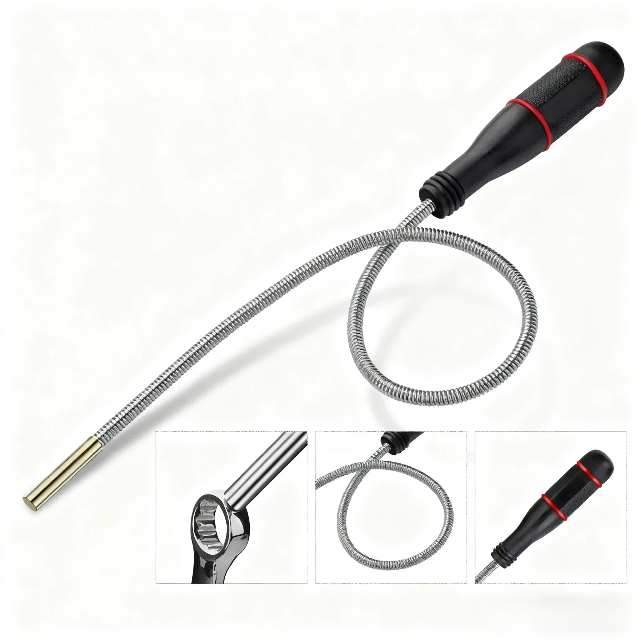 Strumento di raccolta magnetico flessibile Strumento di raccolta pieghevole in metallo Magnete con impugnatura a molla Utensili manuali portatili Uso multiuso