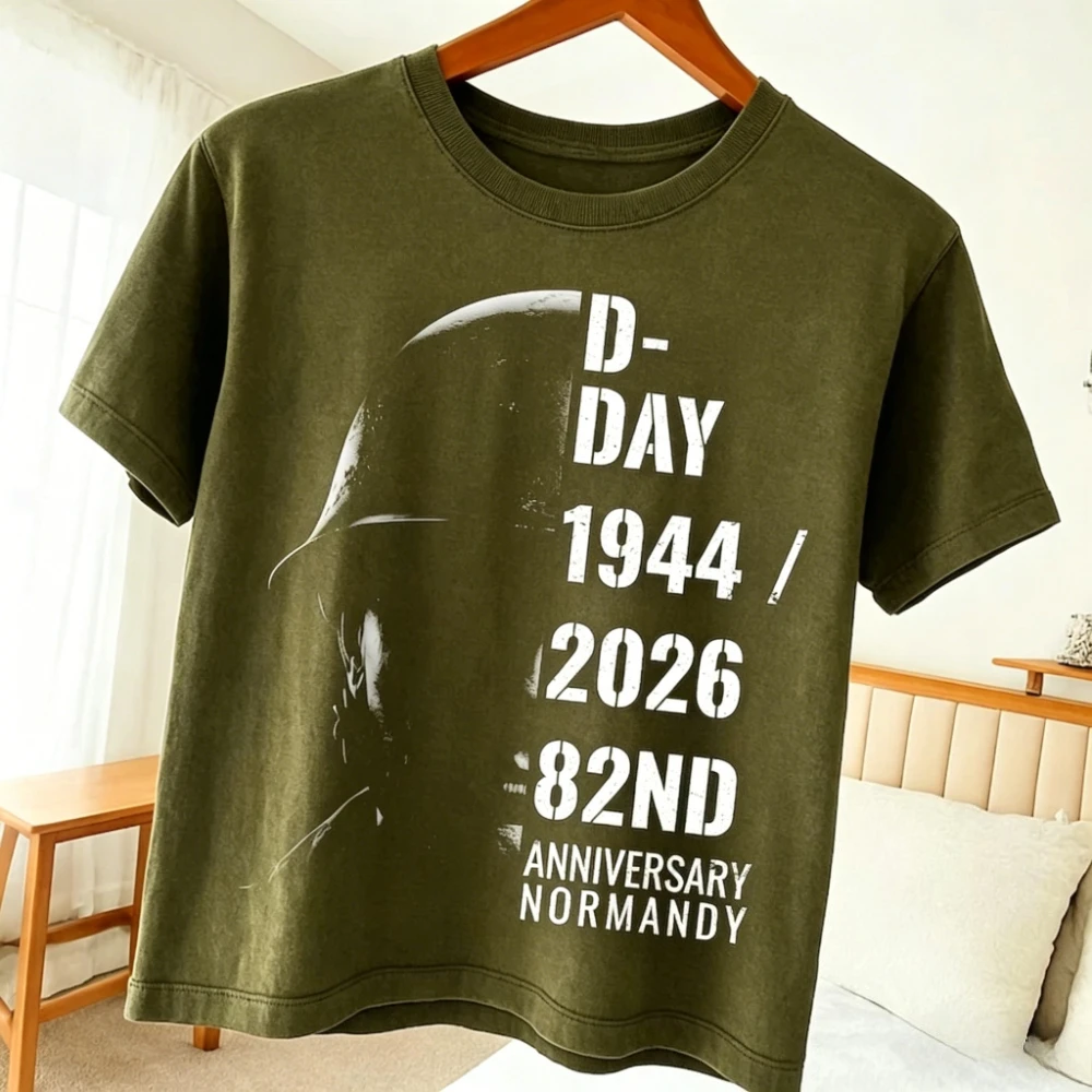 D-Day 82nd Anniversary Tshirt Normandy Veteran Remembrance Shirt Military History T-Shirt Men Crewneck Cotton Short Sleeve view 6