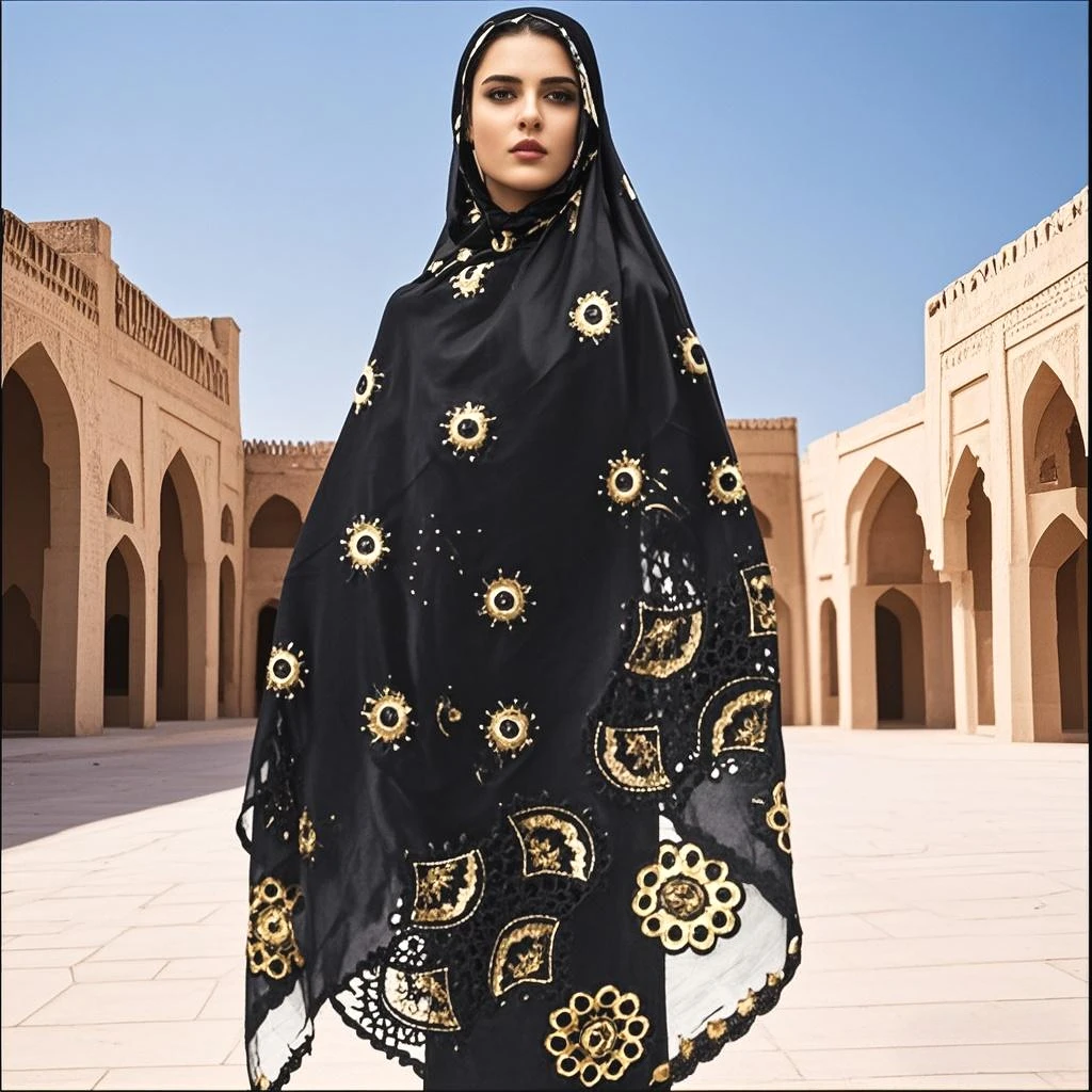 

New African Women Scarf Soft Multicolored Gold Silver Thread Hijab Dubai Isalmic Turban Embroidery Muslim Hijab for Shawls Wraps