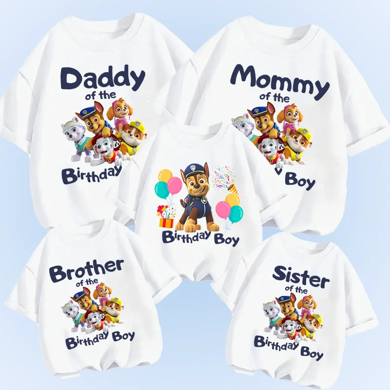 Paw Patrol Adult Kids Family Birthday T-shirts Cartoon Mom Dad Top Tees Short Sleeves Summer Shirts Boys Girls Women Men Clothes