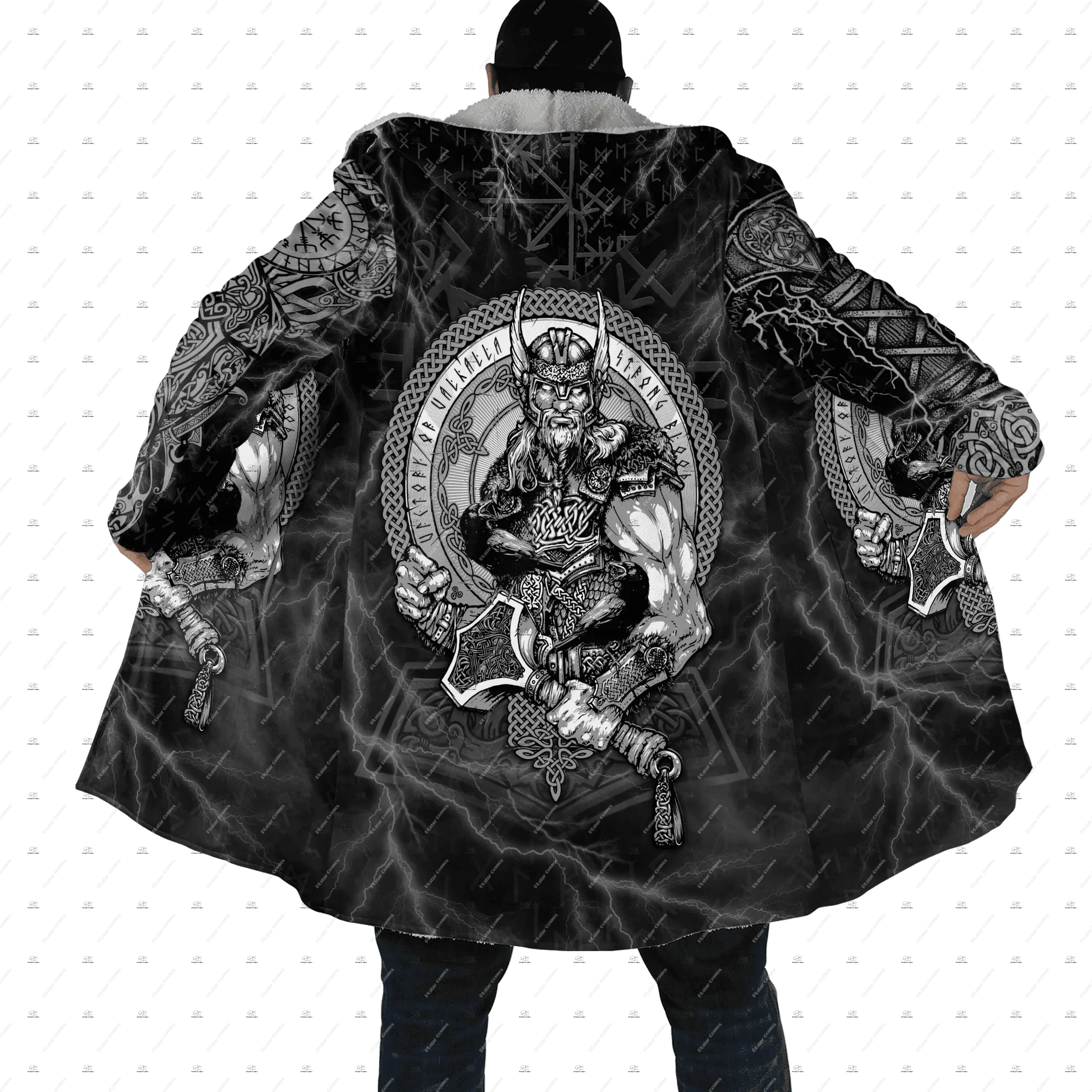 

NewFashion Valhalla God Odin Warrior Wolf Fenrir Tattoo Vintage 3DPprint Ветровка Зимнее пальто Толстовка Плащ Флисовые толстовки W
