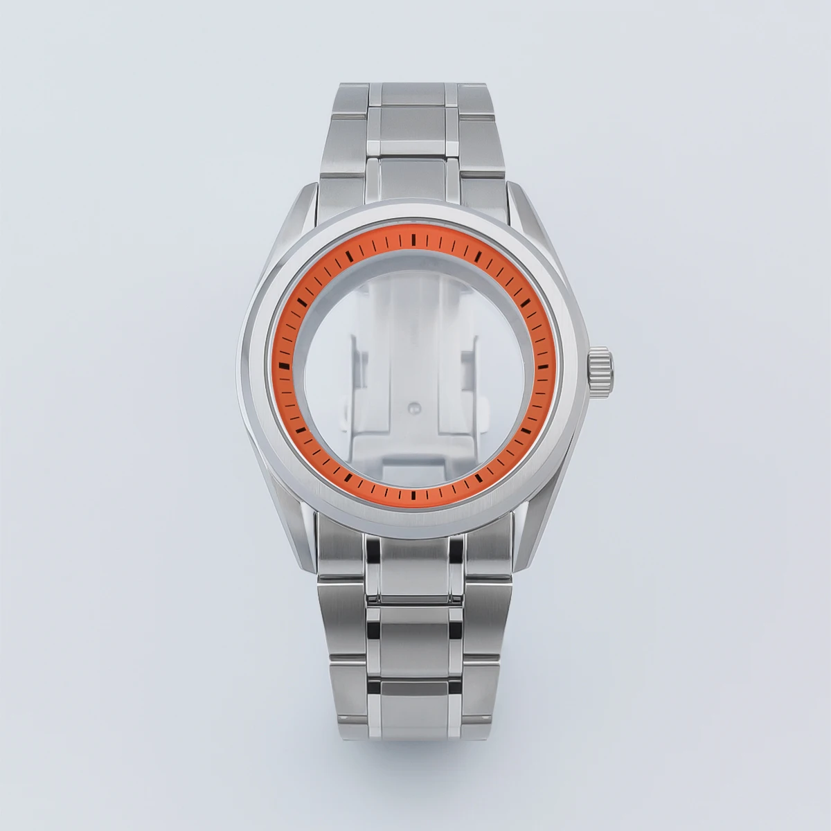 Manbushijie 40mm silver watch case with strap sapphire glass fit NH35 NH36 NH34 NH38 NH70 NH72 ETA2824 PT5000 movement image 3