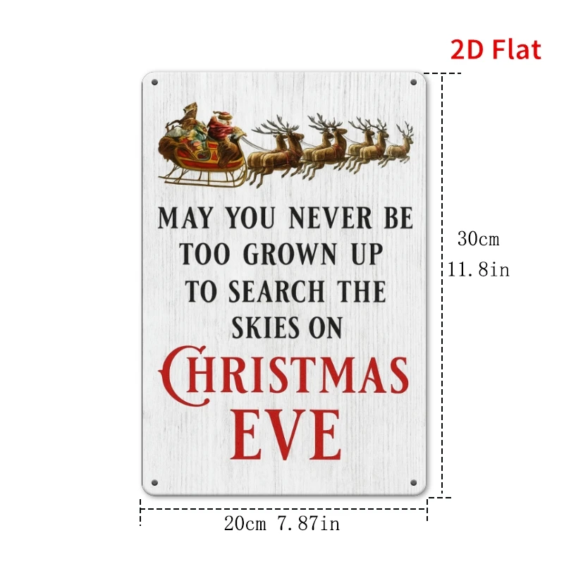 2D Flat - A Design for a 2D Flat Print That Captures The Excitement of Christmas Eve, Featuring a Metal Plaque Ideal for Home De