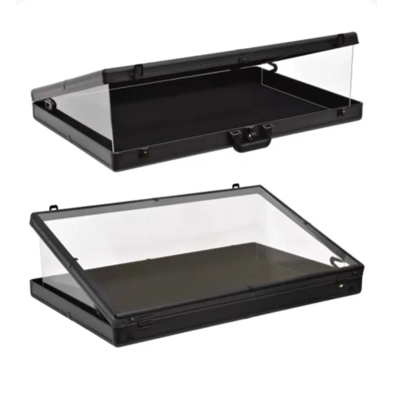 Silver Aluminum Acrylic Transparent Top Display Stand Portable Supplier Trade Display Case for TCG Cards with Lock Function