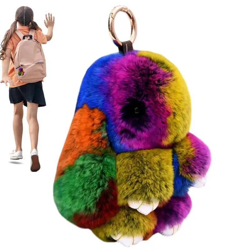 Llavero de conejito, colgante de bolso de felpa, llavero de conejito de peluche con conejo de estaño, llavero bonito, colgante creativo para mujeres y hombres